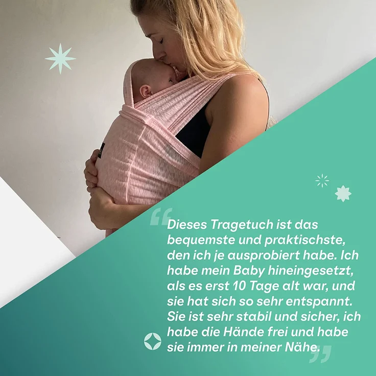 Koala Babycare Tragetuch Baby Neugeborene - Einfach Anzuziehen für Mütter und Väter - Babytrage Multi-Use Bis 9kg - Babytragetuch Rose – Bild 7