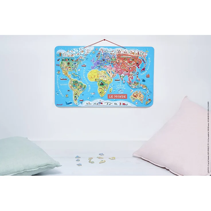 Janod J05500 Puzzle Magnetische Landkarte Die Welt aus Holz 92 Teile, Französisch – Bild 9