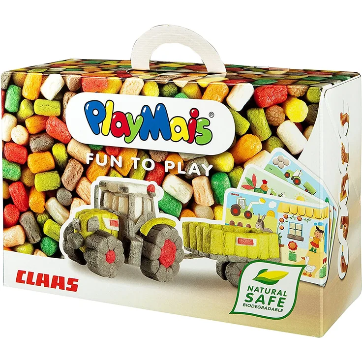 PlayMais FUN TO PLAY Claas Bastel-Set für Kinder ab 3 Jahren | Motorik-Spielzeug mit 550 PlayMais, 10 Vorlagen & Anleitung für Traktor & Co | Natürliches Spielzeug | Fördert Kreativität & Feinmotorik