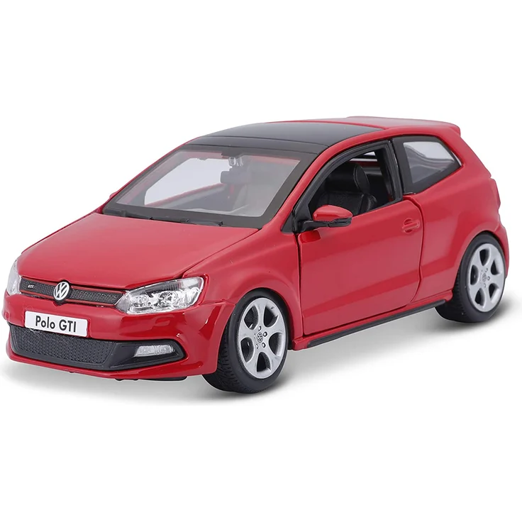 Bburago VW Polo 5 GTI : Modellauto im Maßstab 1:24, Türen und Motorhaube zum Öffnen, lenkbar, 19 cm, rot (18-21059) - Preisvergleich – Bild 1