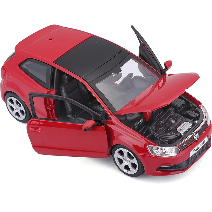 Bburago VW Polo 5 GTI : Modellauto im Maßstab 1:24, Türen und Motorhaube zum Öffnen, lenkbar, 19 cm, rot (18-21059) - Preisvergleich – Bild 8