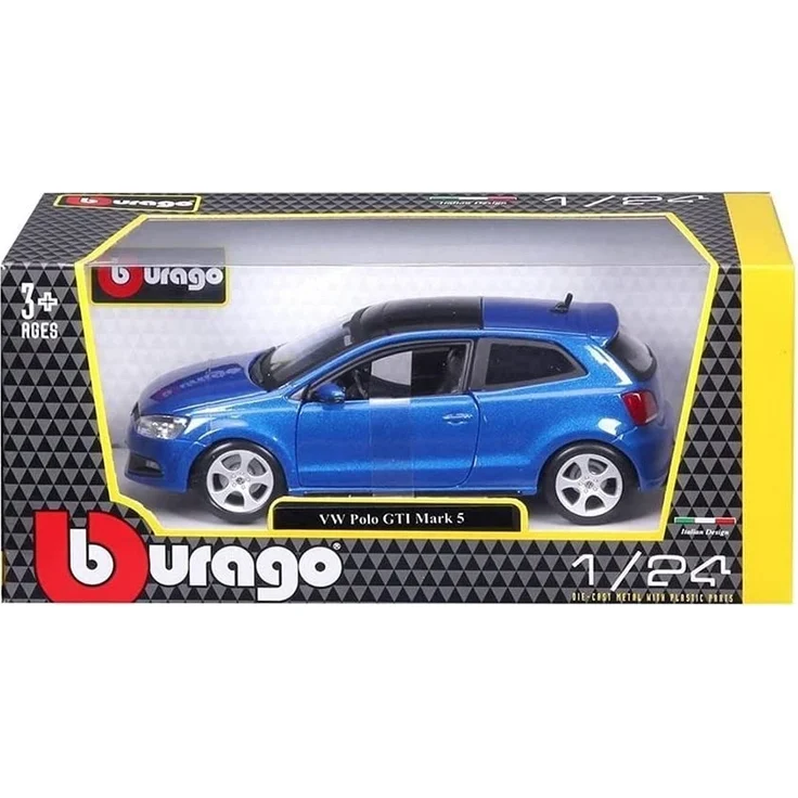 Bburago VW Polo 5 GTI : Modellauto im Maßstab 1:24, Türen und Motorhaube zum Öffnen, lenkbar, 19 cm, rot (18-21059) - Preisvergleich – Bild 4