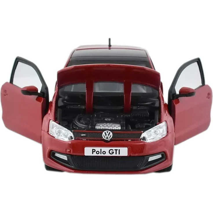 Bburago VW Polo 5 GTI : Modellauto im Maßstab 1:24, Türen und Motorhaube zum Öffnen, lenkbar, 19 cm, rot (18-21059) - Preisvergleich – Bild 13