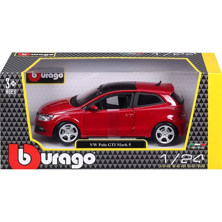 Bburago VW Polo 5 GTI : Modellauto im Maßstab 1:24, Türen und Motorhaube zum Öffnen, lenkbar, 19 cm, rot (18-21059) - Preisvergleich – Bild 11