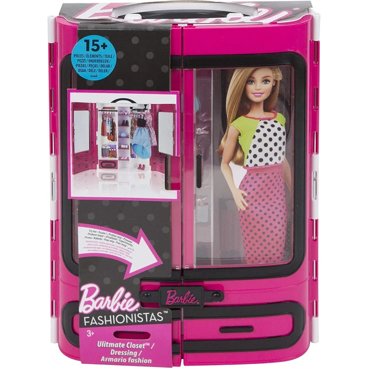 Barbie DMT57 - Kleiderschrank, Puppen Zubehör mit Kleidung und Accessoires, Mädchen Spielzeug ab 3 Jahren – Bild 6