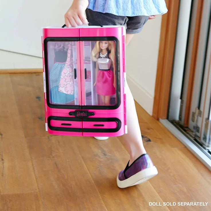Barbie DMT57 - Kleiderschrank, Puppen Zubehör mit Kleidung und Accessoires, Mädchen Spielzeug ab 3 Jahren – Bild 2