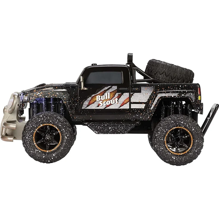 Revell Control RC Car - ferngesteuertes Auto mit 27 MHz Fernsteuerung, stabile Konstruktion, große Räder für gute Geländegängigkeit, LED-Beleuchtung, Batteriebetrieben - Buggy BULL SCOUT 24629 – Bild 4