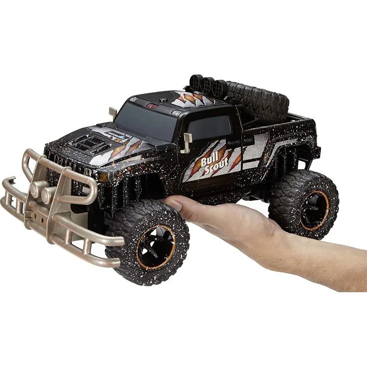 Revell Control RC Car - ferngesteuertes Auto mit 27 MHz Fernsteuerung, stabile Konstruktion, große Räder für gute Geländegängigkeit, LED-Beleuchtung, Batteriebetrieben - Buggy BULL SCOUT 24629 – Bild 6