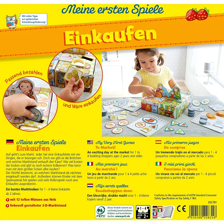 HABA 302781 – Meine ersten Spiele – Einkaufen, Spiel ab 2 Jahren mit 3D-Marktstand und Spielmaterial aus Holz – Bild 5