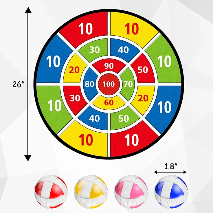 TOMYOU Dartscheibe für Kinder - 26 inches, Thema Dart Board mit 16 Bällen Kinder Brettspiele Toy, Oppelseitige Dinosaurier Safe Dart Game-Kinder Geschenk Outdoor Indoor Spiel Wahl, 66cm – Bild 5