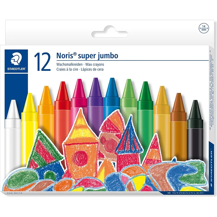 Staedtler 226 NC12 - Noris Club Super Jumbo Wachsmalkreide, 12 Stück im Etui