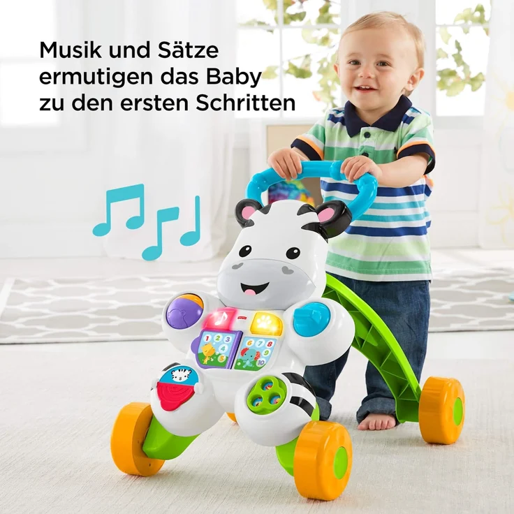Fisher-Price DLD94 - Zebra Lauflernhilfe Lauflernwagen mit Musik und Lichtern lehrt Buchstaben und Zahlen, ab 6 Monaten deutschsprachig – Bild 5