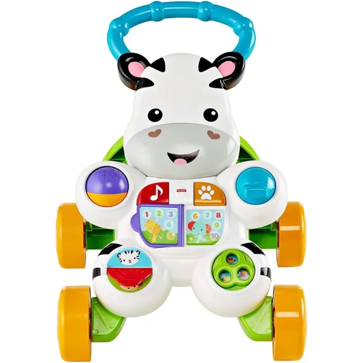 Fisher-Price DLD94 - Zebra Lauflernhilfe Lauflernwagen mit Musik und Lichtern lehrt Buchstaben und Zahlen, ab 6 Monaten deutschsprachig