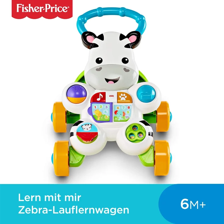 Fisher-Price DLD94 - Zebra Lauflernhilfe Lauflernwagen mit Musik und Lichtern lehrt Buchstaben und Zahlen, ab 6 Monaten deutschsprachig – Bild 2