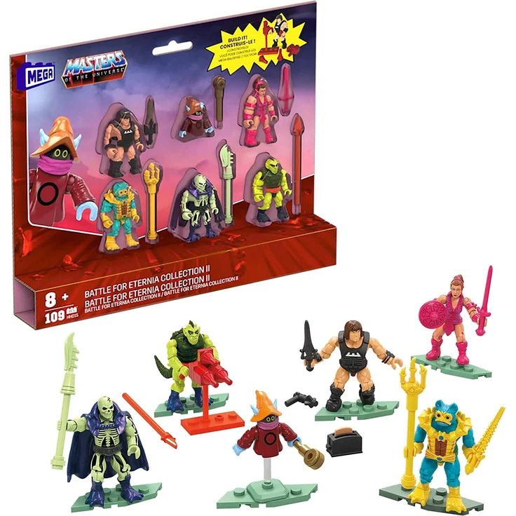 MEGA HHD15 - Masters of the Universe Bauspielzeug-Sammelfiguren Superhelden-Mikro-Aktionsfiguren und Zubehör, MOTU Kampf um Eternia Collection II – Bild 1