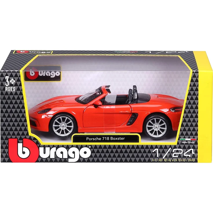 Bburago Porsche 718 Boxster: Modellauto im Maßstab 1:24, Türen zum Öffnen, 19 cm, orange (18-21087OR) – Bild 7