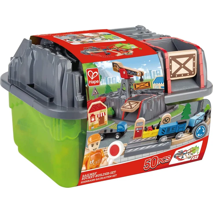 Hape E3764 'Eisenbahn-Baukasten-Set', ab 3 Jahren, 50-teilig, mit praktischer Aufbewahrungsbox - Preisvergleich – Bild 2