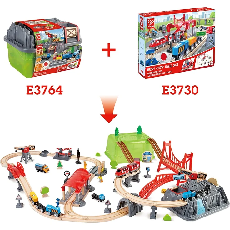 Hape E3764 'Eisenbahn-Baukasten-Set', ab 3 Jahren, 50-teilig, mit praktischer Aufbewahrungsbox - Preisvergleich – Bild 6