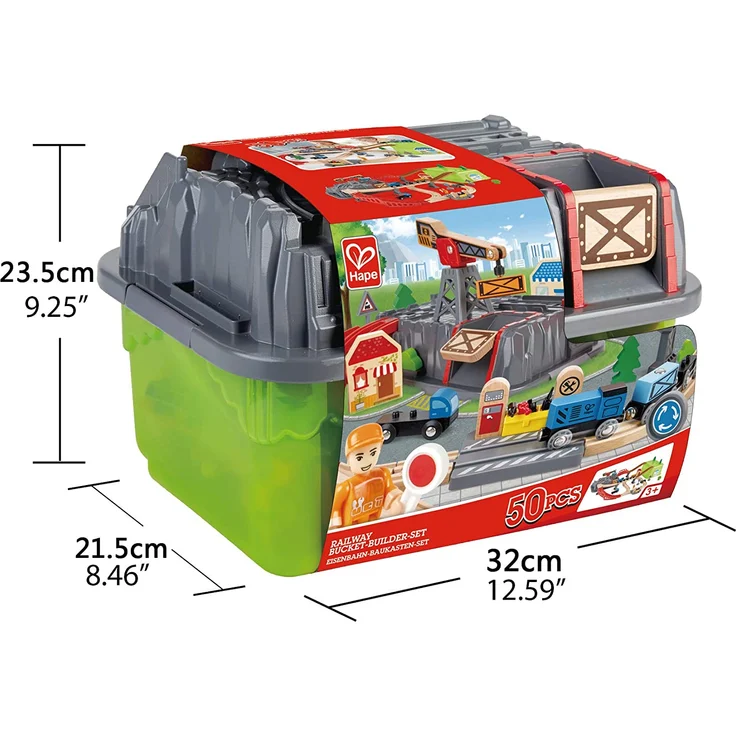 Hape E3764 'Eisenbahn-Baukasten-Set', ab 3 Jahren, 50-teilig, mit praktischer Aufbewahrungsbox - Preisvergleich – Bild 3