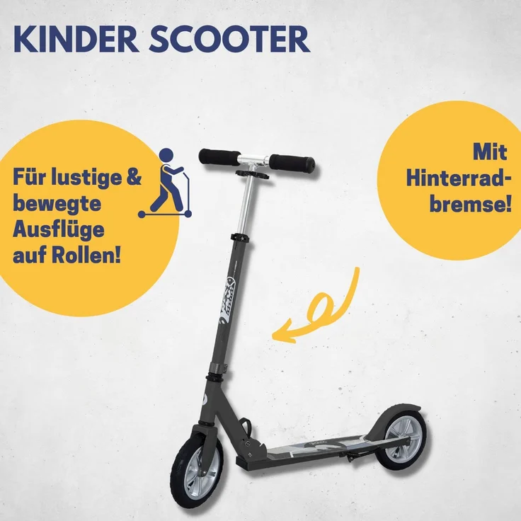 Best Sporting Air Scooter 205er Rolle, Tretroller mit großer Trittfläche und Klapp-Ständer in der Farbe schwarz – Bild 2