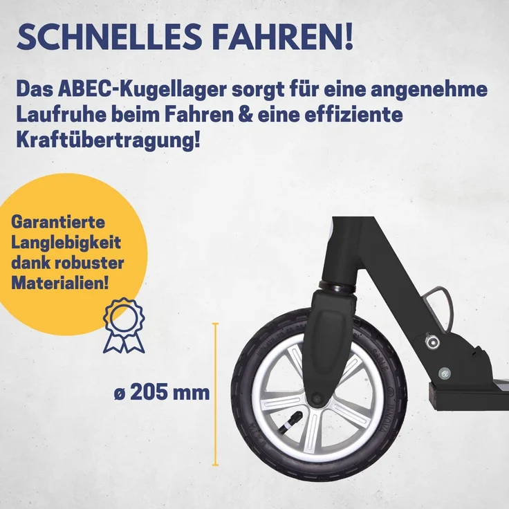 Best Sporting Air Scooter 205er Rolle, Tretroller mit großer Trittfläche und Klapp-Ständer in der Farbe schwarz – Bild 4