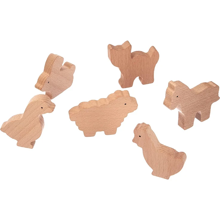 Goki 53871 Verschiedene Bauernhoftiere, Spielzeug aus Holz, 10 Stück, für Kinder ab 3 Jahren – Bild 1