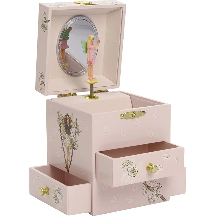 Trousselier - Blumenfeen - Flower Fairies - Musikschmuckdose - Spieluhr - Ideales Geschenk für junge Mädchen - Phosphoreszierend - Leuchtet im Dunkeln - Musik von Rachmaninov - Farbe elfenbein – Bild 1