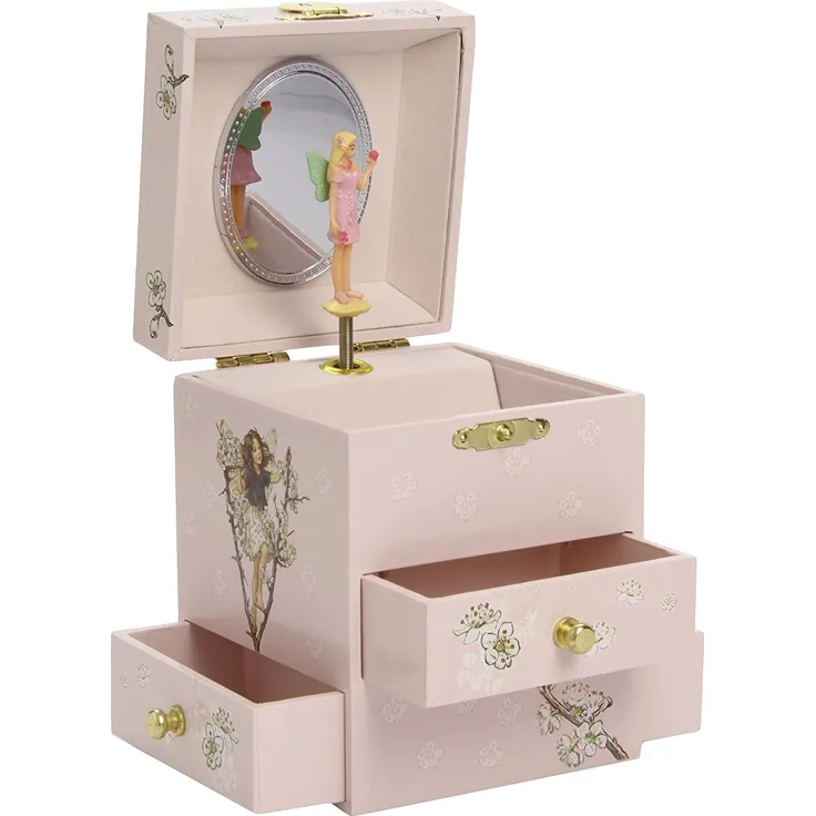 Trousselier - Blumenfeen - Flower Fairies - Musikschmuckdose - Spieluhr - Ideales Geschenk für junge Mädchen - Phosphoreszierend - Leuchtet im Dunkeln - Musik von Rachmaninov - Farbe elfenbein
