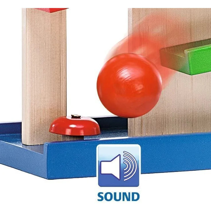 Eichhorn Kugelbahn-Haus, 4-teilig, bunte Rollbahn aus Holz mit Glocke und drei Kugeln Lindenholz, Motorikspielzeug für Kinder ab 1 Jahr, Größe: 25 x 34 cm – Bild 16