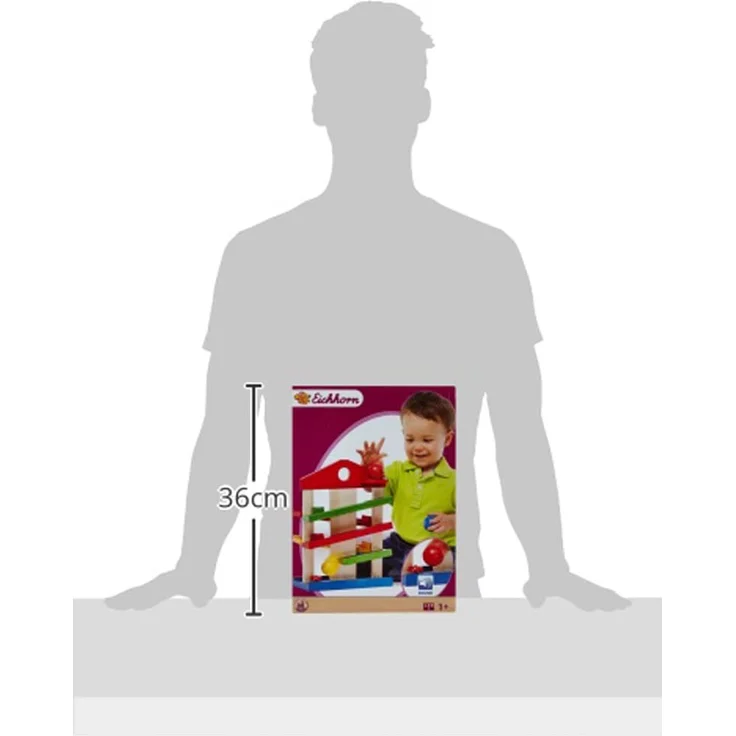 Eichhorn Kugelbahn-Haus, 4-teilig, bunte Rollbahn aus Holz mit Glocke und drei Kugeln Lindenholz, Motorikspielzeug für Kinder ab 1 Jahr, Größe: 25 x 34 cm – Bild 11