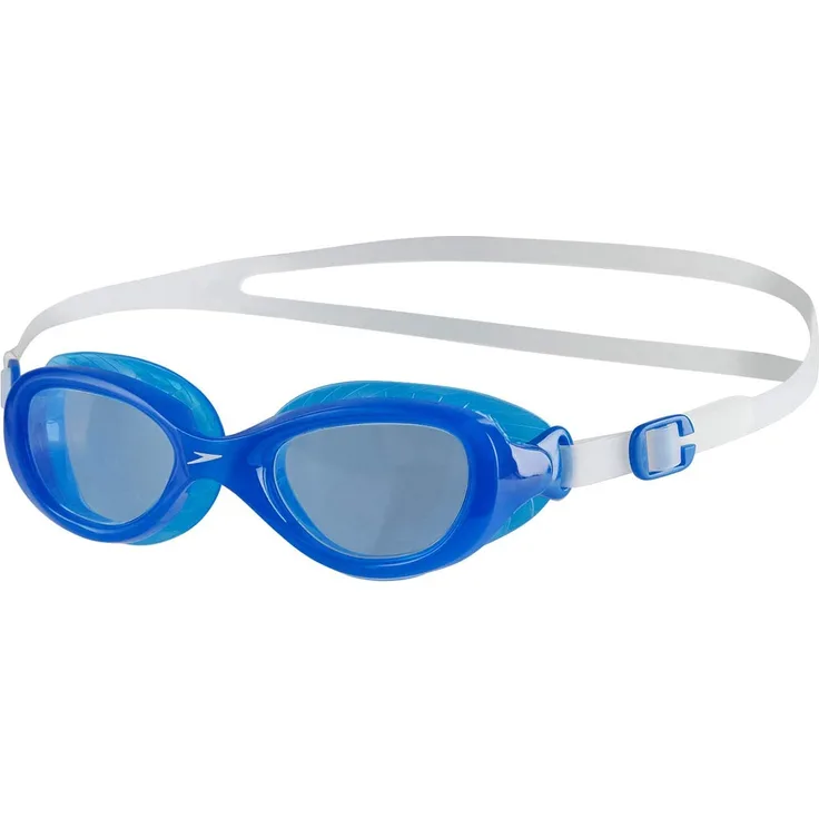 Speedo Kinder Futura Classic Schwimmbrille, Clear/Neon Blue, One Size