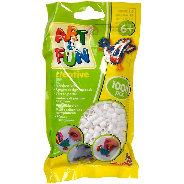 Simba 106374415 Art and Fun 1.000 Bügelperlen im Beutel weiss