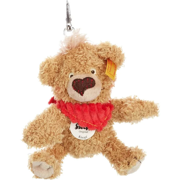 Steiff - Teddybären - Teddybären für Kinder - Schlüsselanhänger Knopf Teddybär, goldbraun, 11cm