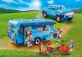 PLAYMOBIL 9502 Fun Park Pick up und Wohnwagen
