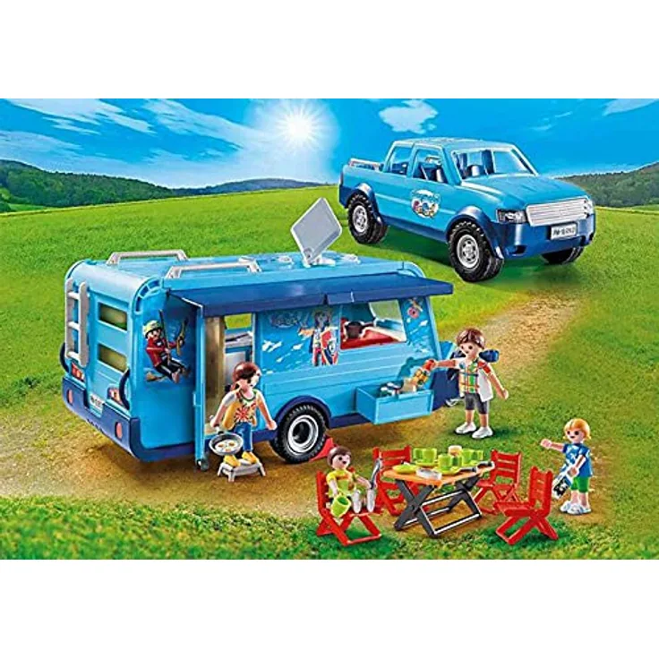 PLAYMOBIL 9502 Fun Park Pick up und Wohnwagen