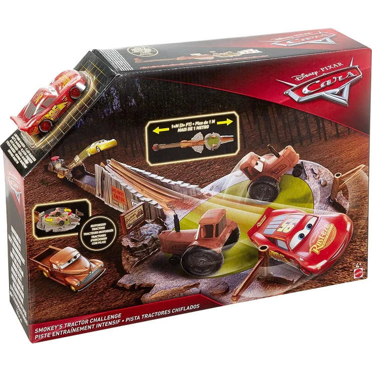 Mattel Disney Cars FLK03 Disney Cars Smokeys Traktor-Trainingspiste, braun – Bild 8