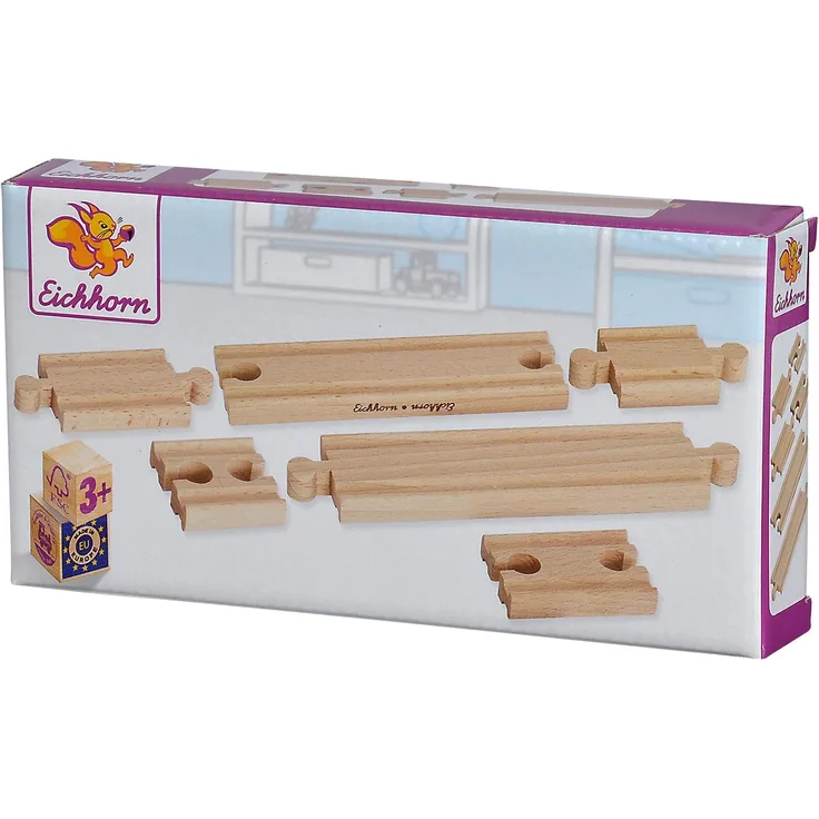Eichhorn 100001408 - Bahn, Schienensortiment - Ausgleichsschienen - 6 teilig - Buchenholz - verbaubar mit nahezu allen Schienenbahnsystemen