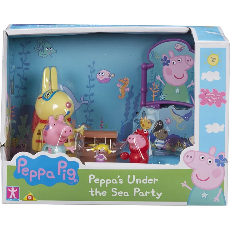 Character World - Peppa's unter dem Meer Party | Spielset | Peppa Pig | mit 3 beweglichen Figuren