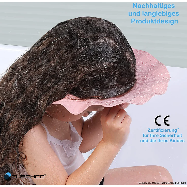 CUSCHCO® Duschhaube Kinder - Blau - Extrem wasserdicht bei angenehmen Komfort - Haarwaschhilfe Kinder mit extra leichter Verschlusstechnik – Bild 5