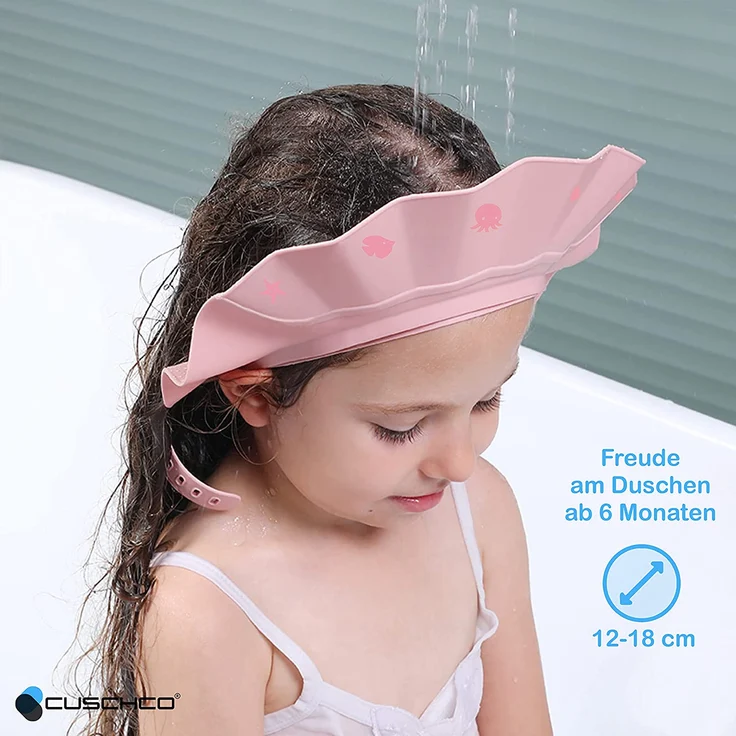 CUSCHCO® Duschhaube Kinder - Blau - Extrem wasserdicht bei angenehmen Komfort - Haarwaschhilfe Kinder mit extra leichter Verschlusstechnik – Bild 2