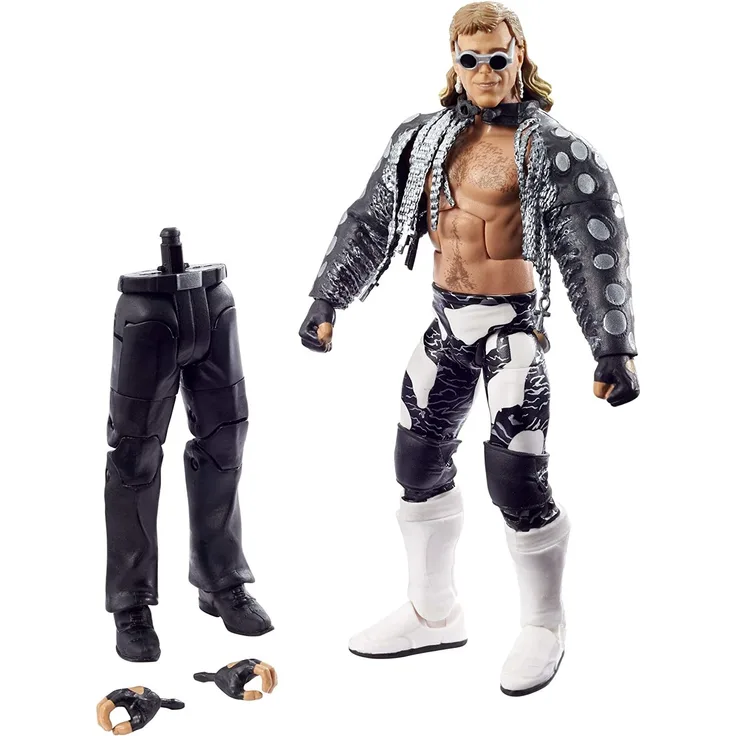 WWE GVC07 - Shawn Michaels WrestleMania Elite Collection Actionfigur mit Einzugsweste, Sonnenbrille, Bauteile für Paul Ellering & Rocco (15 cm), beweglich, zum Sammeln Schenken für Fans ab 8 Jahren