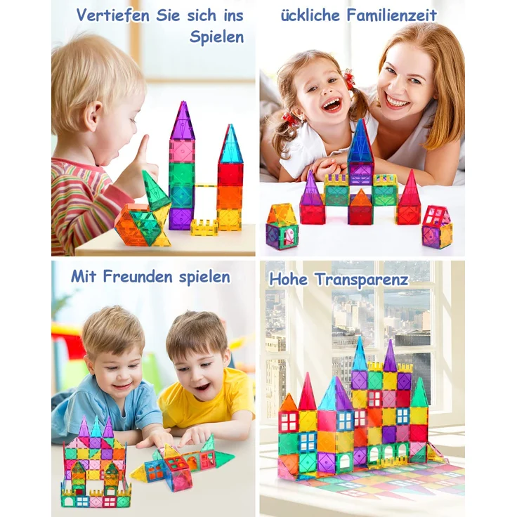 Magnetische Bausteine 80 Teile Magnetspielzeug Magnete Bauklötze Baukasten Kinder Magnetbausteine Perfekt für den Einsatz zu Hause, in Schulen, fürJungen und Mädchen 3 4 5 6 7 8 Jahre - Preisvergleich – Bild 2