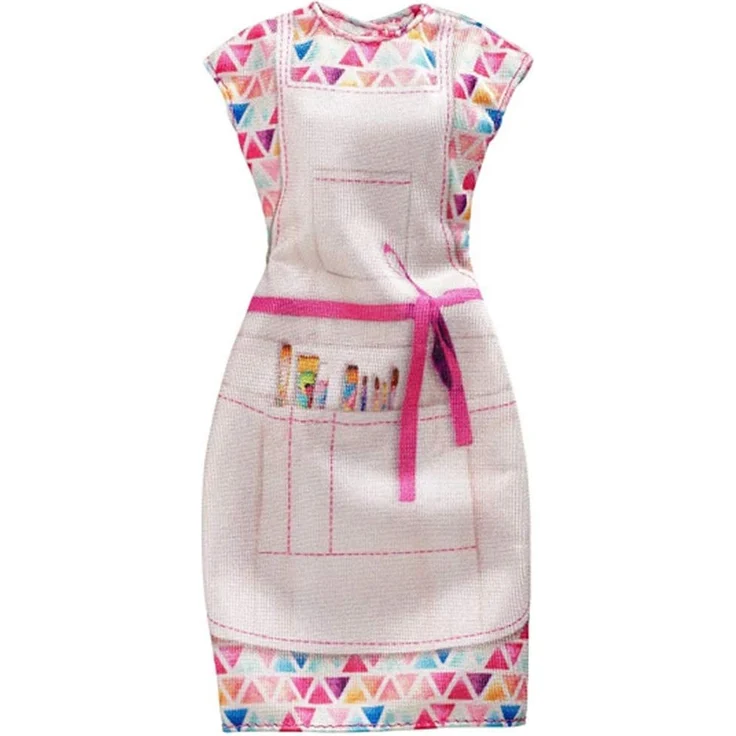 Mattel FXH98 Barbie Karriereoutfit Malerin, Kleid (beige) inkl. Pinsel & Farbpalette PuppenzubehÃ¶r – Bild 4