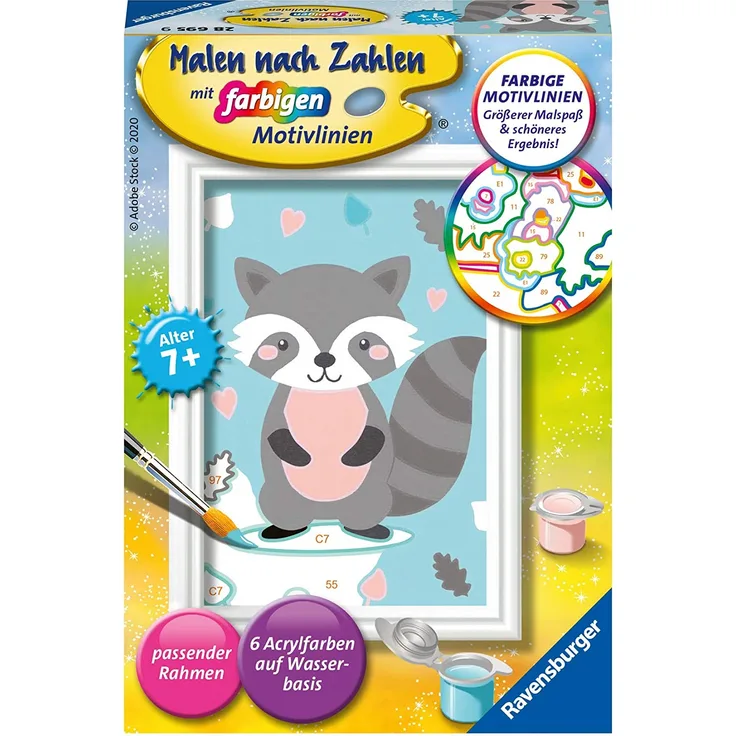 Ravensburger Malen nach Zahlen Malset Süsser Waschbär