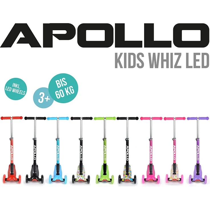 Apollo Fun-Scooter Kids Whiz LED Roller für Kinder ab 3 Jahren, Kinderroller, Kickboard, Tretroller – Bild 5