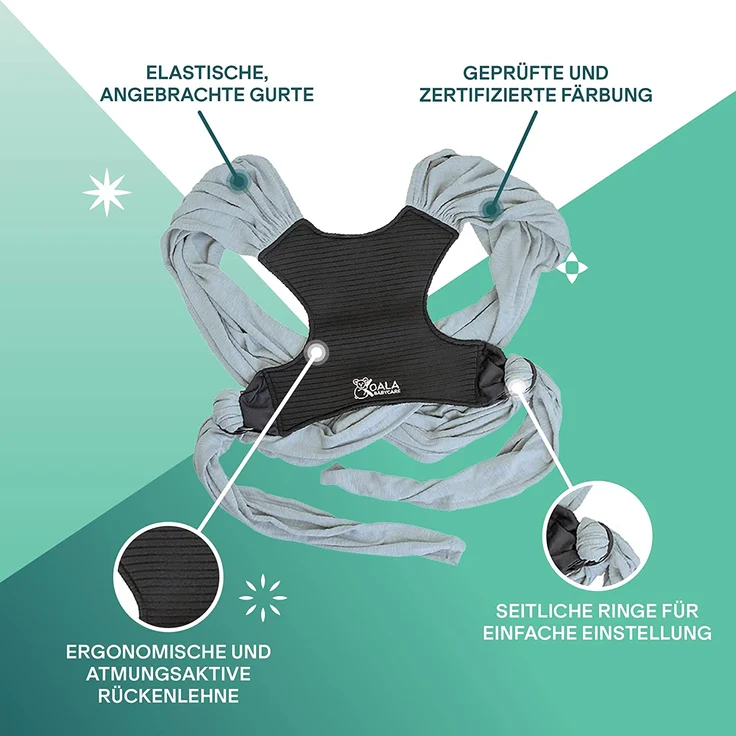 Koala Babycare Tragetuch Baby Neugeborene - Einfach Anzuziehen für Mütter und Väter - Babytrage Multi-Use Bis 9kg - Babytragetuch Blau – Bild 4