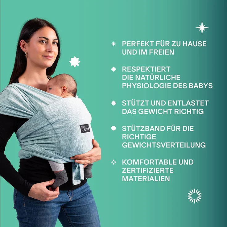 Koala Babycare Tragetuch Baby Neugeborene - Einfach Anzuziehen für Mütter und Väter - Babytrage Multi-Use Bis 9kg - Babytragetuch Blau – Bild 3