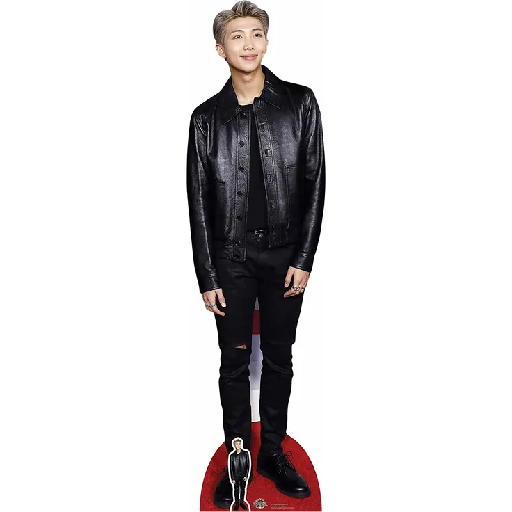 K-Pop Pappaufsteller (Stand Up) - BTS BANGTAN BOYS Kim Nam-joon (RAP MONSTER) Black Leather (182 cm)