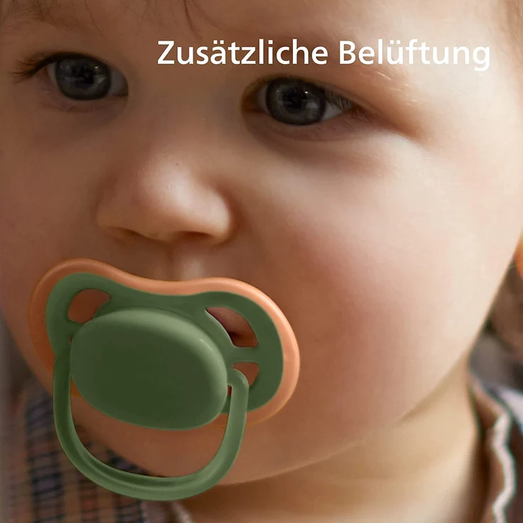 Philips Avent Ultra Air Schnuller, 2er-Pack – BPA-freier Schnuller für Babys von 6 bis 18 Monaten, Khaki/Orange und grau/gelb (Modell SCF085/20) – Bild 6