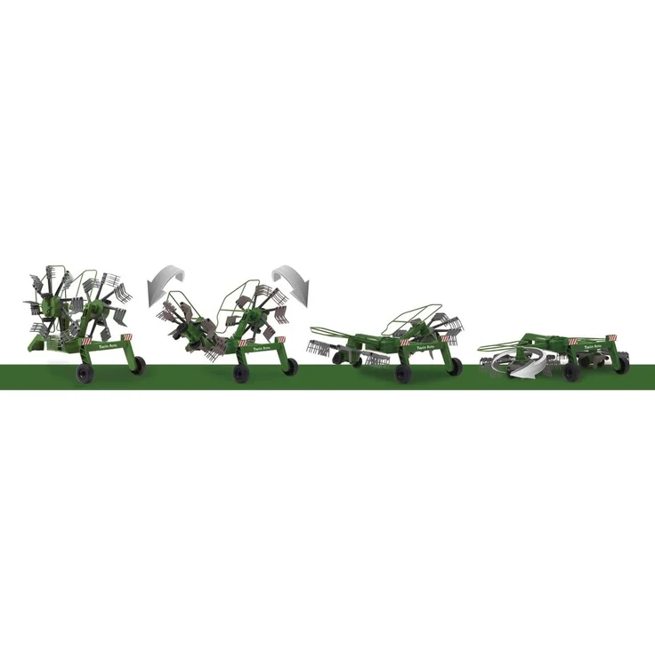 Jamara 412411 Schwader Twin Roto für Fendt 1050-rotierende Zinken während des Fahrbetriebs, ferngesteuerte hochklappbare Auslegerarme, Anhängerkupplung vorne, bunt – Bild 7